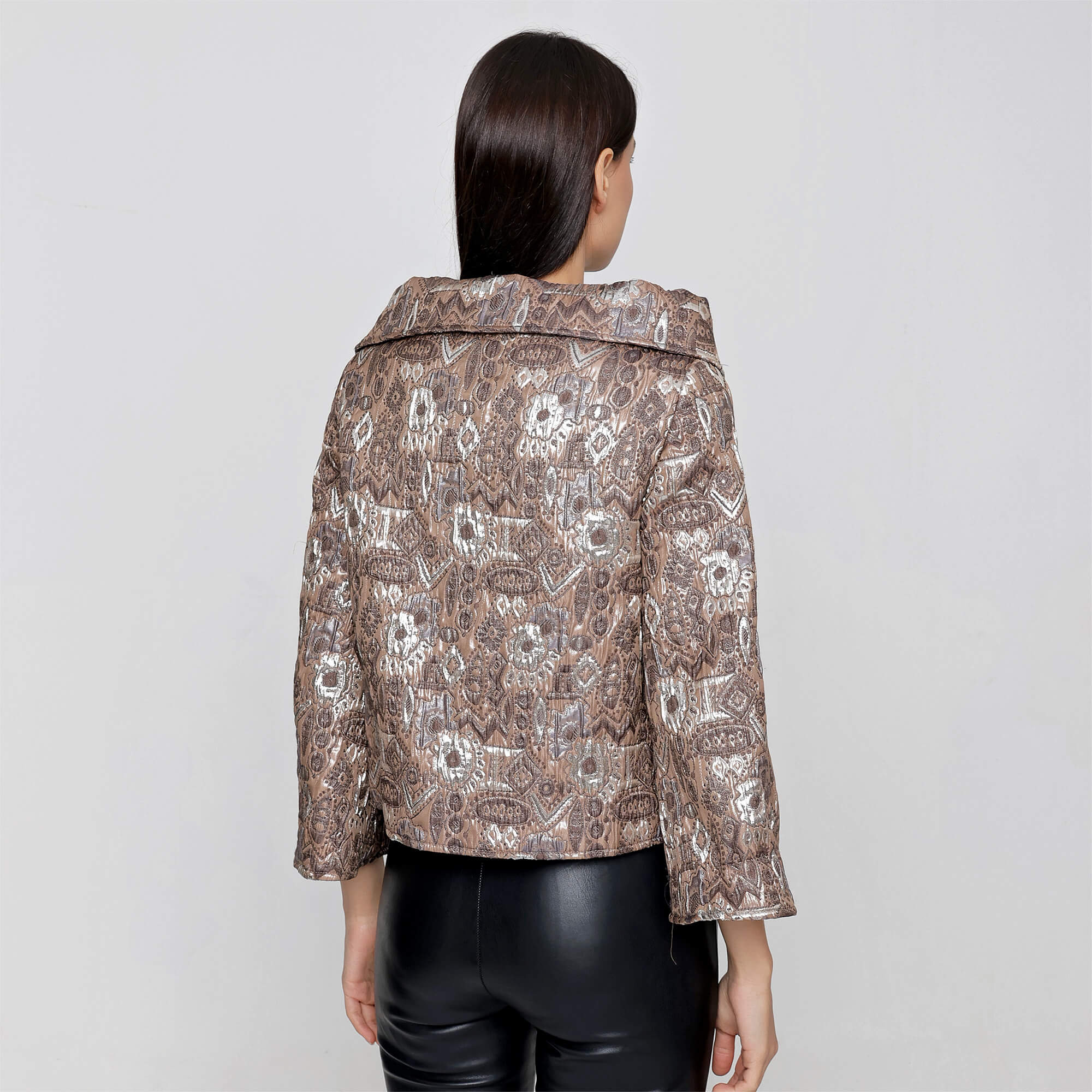 Oscar de la Renta - Multicolor Silk Blend Brocade Metallic Pattern Jacket